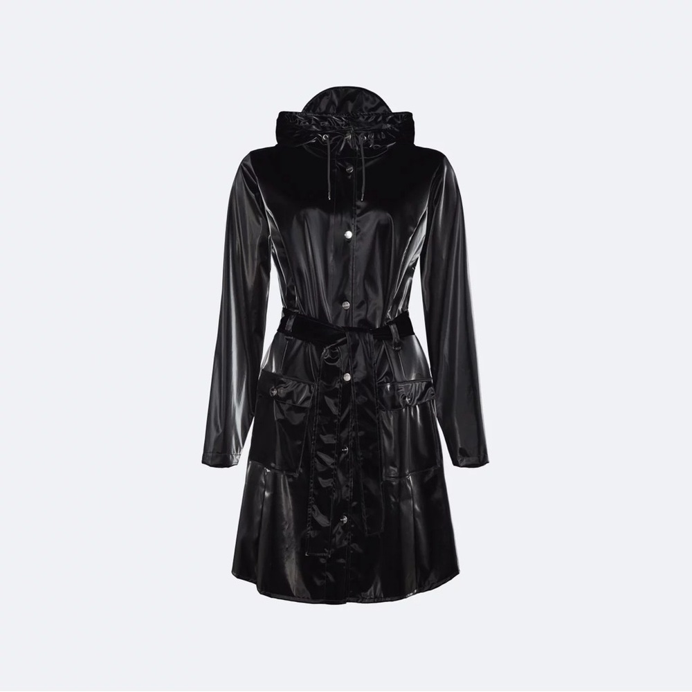 RAINS BLACK VELVET CURVE RAIN JACKET